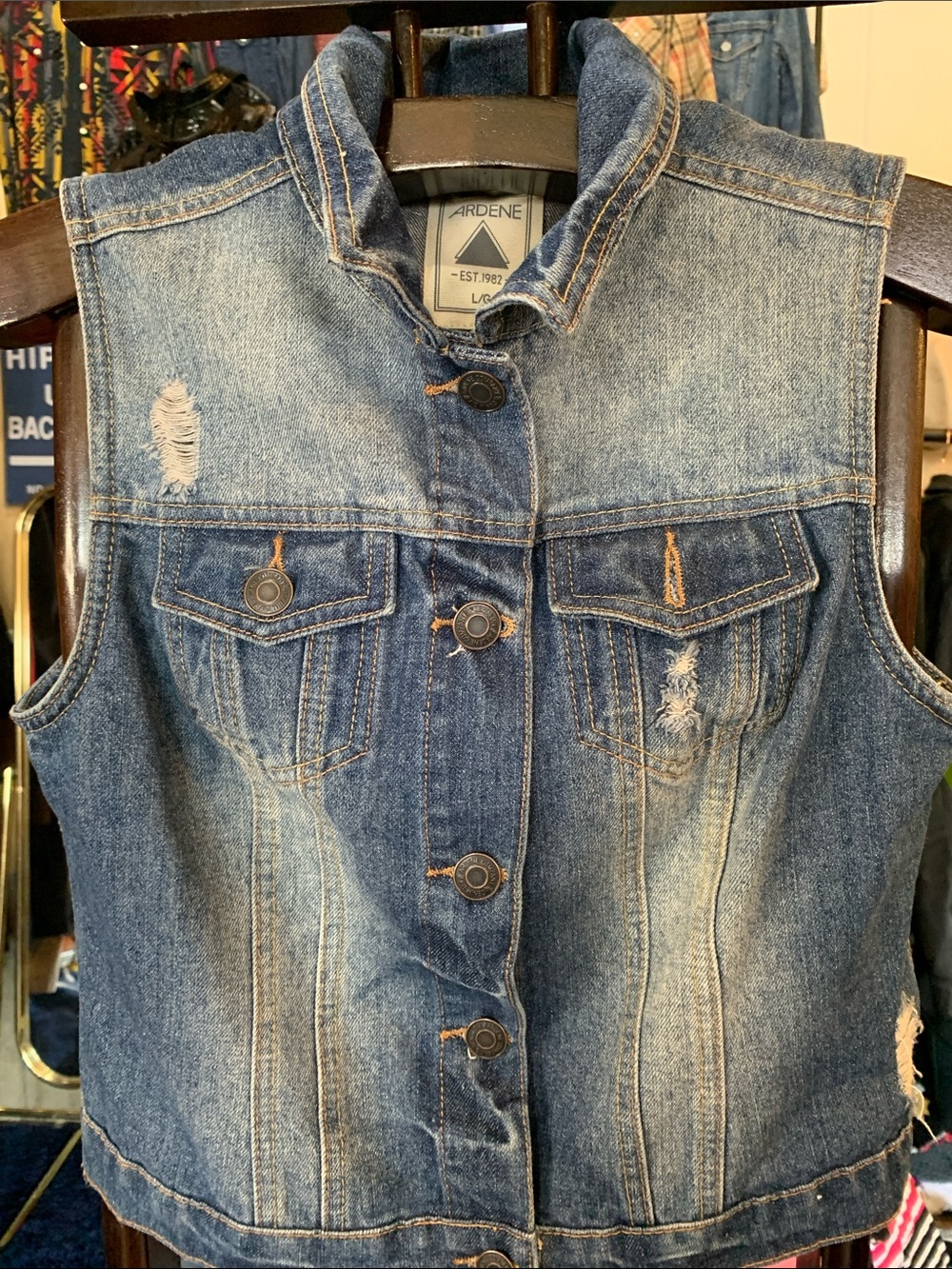 Ardene Distressed Dark Blue Denim Vest